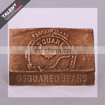 Custom fashion Embossed genuine leather patch &leather badges for Jeans