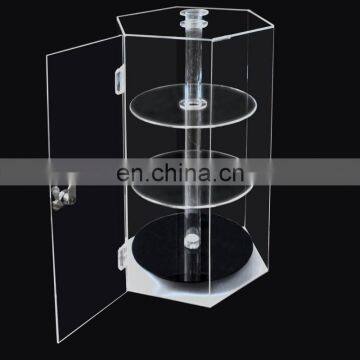 Acrylic Spinning Hexagonal Showcase cabinet stand