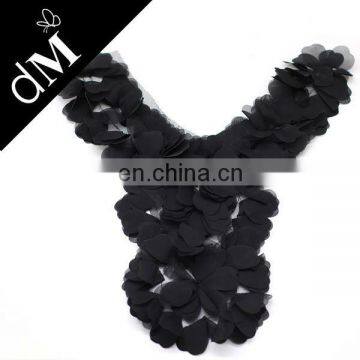 Chiffon embroidery lace motif for ladies garment NL-495 black