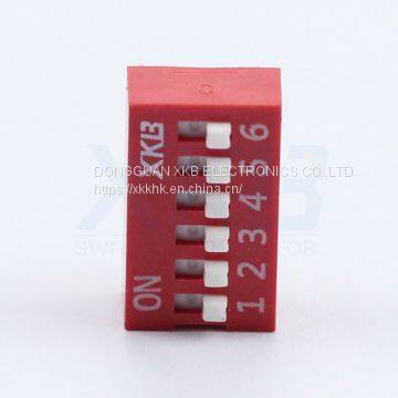 Red Blue 2.54 Pitch 6 Position Vertical Pin Type Dip Switch photo-2