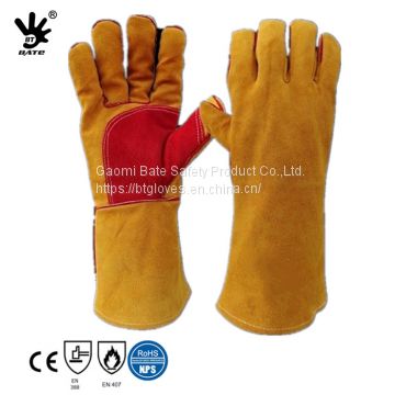 Reinforced Thumb and Plam Cow Split Leather Welding Gloves