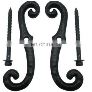 7" Black Cast Aluminum Scroll Shutter Dogs with Lag Bolts