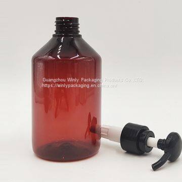 Amber Color PET Plastic Bottle Packaging for Liquid Soap With Pump photo-2