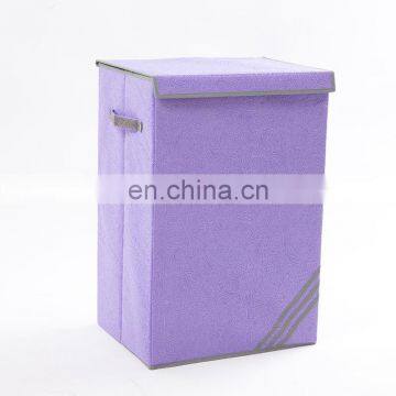 wholesale purple oversized foldable storage box cardboard car storage box with lid non-woven tall laundry basket