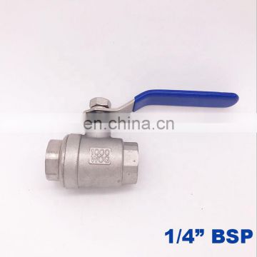 GOGO High quality Type 2PC Ball valve Stainless steel DN6 Female thread 1/4 inch BSP 201 SS316 SS304 Small 2 way Ball Valve