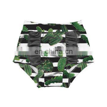 Latest Design frilling cactus black and white stripe Baby Girls Short Pants Summer Girls Shorts