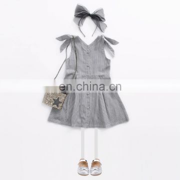 Girls Dress Princess Dress Summer Black and White Stripes Kids' Dress