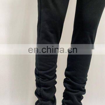 Custom Logo Wholesale Women Winter Ruched Stacked Joggers Sweatpants photo-4
