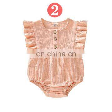 Infant Linen Cotton Newborn Baby Girl Romper Bodysuit Ruffle Bowknot One-Piece Jumpsuit Outfit Clothes Summer photo-5