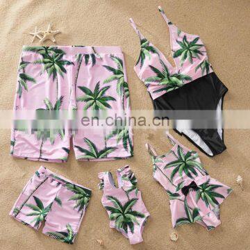 Summer Parent-Kids Swimwear Family Coconut Palm Print Hawaii Beach Swimsuit Unisex photo-3