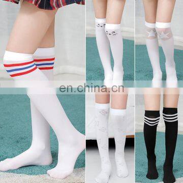 Kids Summer Socks Girl Knee socks Striped Star Solid design patchwork socks 19styles