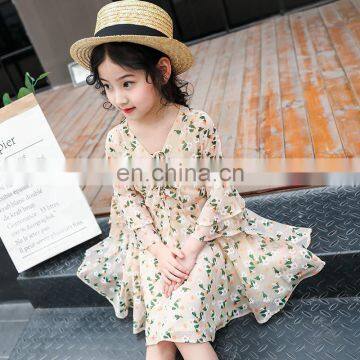Teens Girls Fashion Floral Long Sleeve Dress Summer 2020 Kids Baby Cute Casual Princess A-line Chiffon Dresses photo-2
