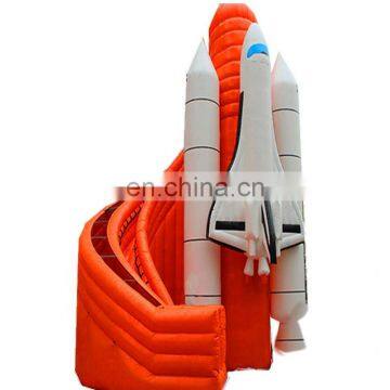 Kids outdoor Movable blew up Rocket rotating slide for sale