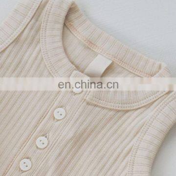 Unisex Baby Clothes Button Up Solid Ribbed Baby Romper Baby Bodysuit photo-2