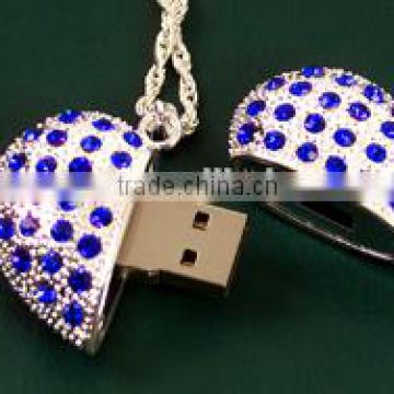 Hotselling dimand heart shape usb flash drive with keychain and full capacity