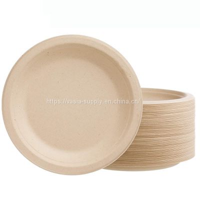 7 inch 18cm Customized green disposable sugarcane tableware ECO FRIENDLY Biodegradable Compostable Disposable Dinner bagasse round Plates for any party