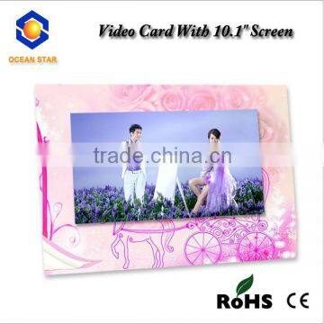 Popular design 10.1inch video greeting cards lcd video business cards video brochure card for invitation