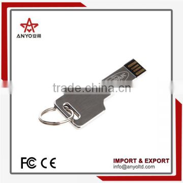 Silver color key shape metal material promotion gift usb stick 2gb