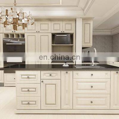 White Classic Style Solid Wood Wooden Kitchen Cabinet With Marble Countertop photo-5