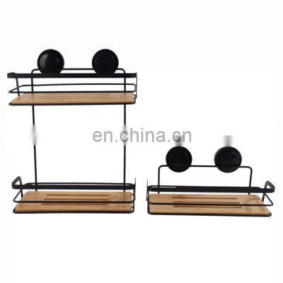Latest Design Bathroom Storage Rack Iron Bamboo Storage Rack Shelves 2 Layers Wire Storage Rack photo-3