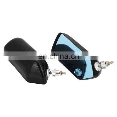 Universal Racing Drift Carbon Fiber Side Mirror Pair with Blue Lens Mirrors