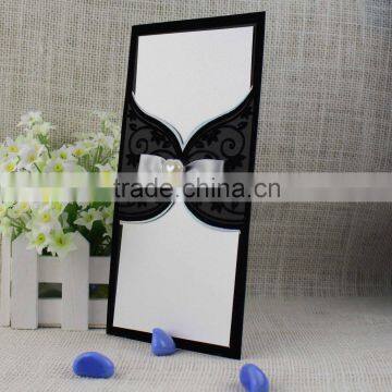 2016 Stylish Nice Luxury Unique Black Flocking Wedding Invitation Card photo-2