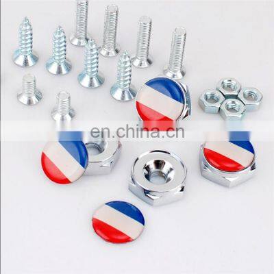 Customized Aluminum Alloy Metal 8mm Country Flag Logo Car License Plate Bolt photo-3