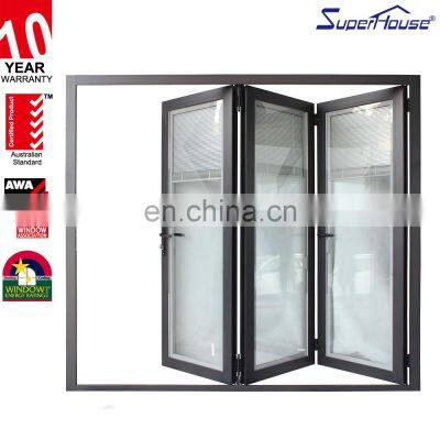 Superhouse Australia&USA Standard Aluminum Bifolding Door With Blind Roller Shutter