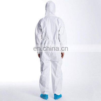 50 Gsm White Microporous Protective Apparel Elastic Cuff Disposable Coverall