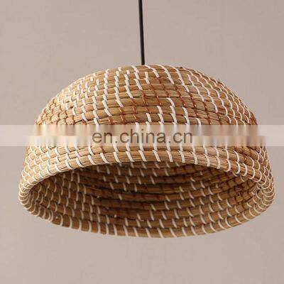 Wicker Farmhouse Woven Straw Chandelier, Rustic Seagrass Pendant Lighting