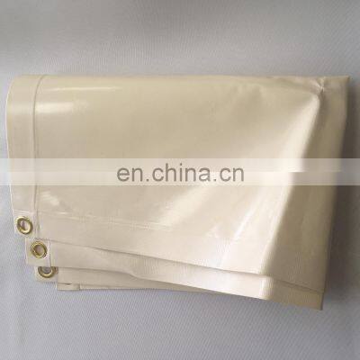 Waterproof Custom Logo Fireproof Heavy Duty White Solid PVC Vinyl Tarp Tarpaulin With Eyelet Grommet photo-5