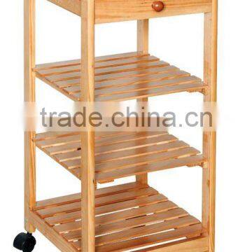 Wood Nature Color Tile Top Kitchen Trolley