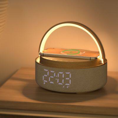 High Quality 15W Fast Wireless Charging Station Portable Bluetooth Speaker Alarm Clock With Table Lamp photo-4