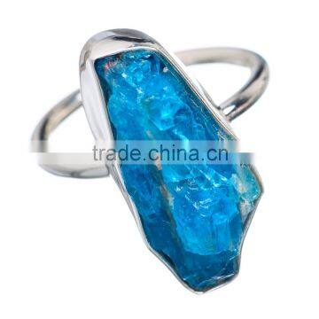 925 SOLID STERLING FINE SILVER ROUGH APATITE RING