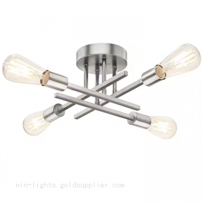 Modern Industrial Pendant Lighting Brushed Nickel Semi-Recessed for Kitchen Bedroom Living Room