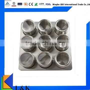 9 Pieces stainless steel magnetic spice jar set