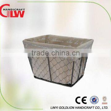 Rectangular metal mesh storage basket with liner,iron home use storage basket                        
                                                Quality Choice