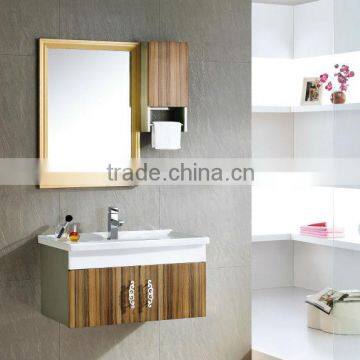 Bathroom raw wood modern drawer basin cabinet wall hanging vanity unit