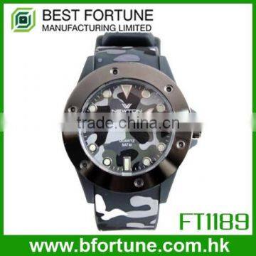 FT1189_GR Colorful Silicone Strap Japan quartz movt soldier Camouflage War style Camouflage Watch