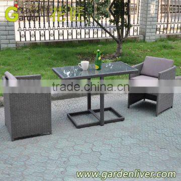 3-piece small cafe style wicker outdoor rattan steel modern bistro set