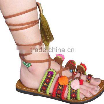 High quality genuine leather slippers wholesale wedge woman wedge sandals fancy shoes