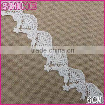 Factory Cheap White 6cm Wide Embroidery Water Soluble Cotton Lace Fabric