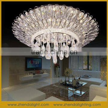 Modern new design amber crystal ceiling lamp and chandelier lighting for dining room