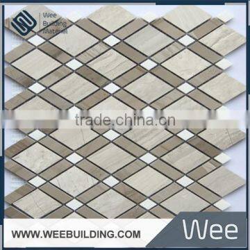 8mm thicknss wooden grey rhombus stone mosaic