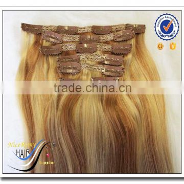 Wholesale clip in human hair extensions piano color hair clip in