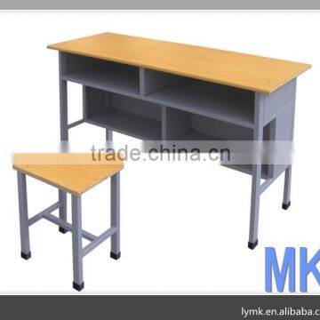 durable double metal leg students desk with chair for sale