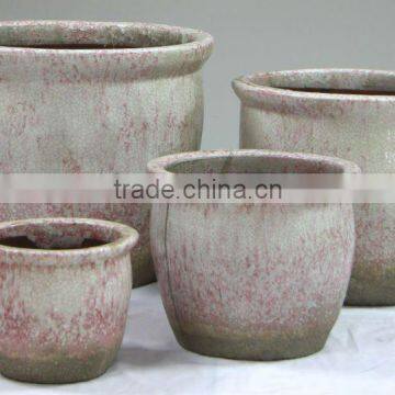 garden terracotta antique and glass glazed plant flowerpot