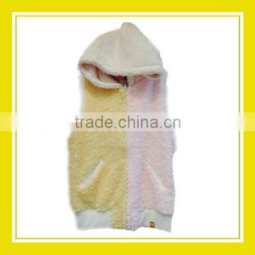 2016 Fashion Products Bros Baby Lion Back Unisex Printed Sleeveless Yellow Pink Fluffy Zippered Hoodie