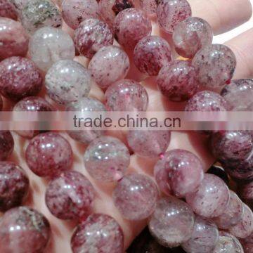 Center Drilled Polished Natural Strawberry Quartz Loose Round Beads 4mm ,6mm,8mm,10mm,12mm,16mm Round Beads for Bracelet Making