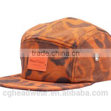 direct factory unisex fashion 5 panel hat/ snapback hat/ Woven Label Flat brim Custom 5-panel Camp Cap